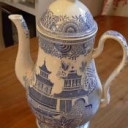 Antique Blue And White Coffee Pot